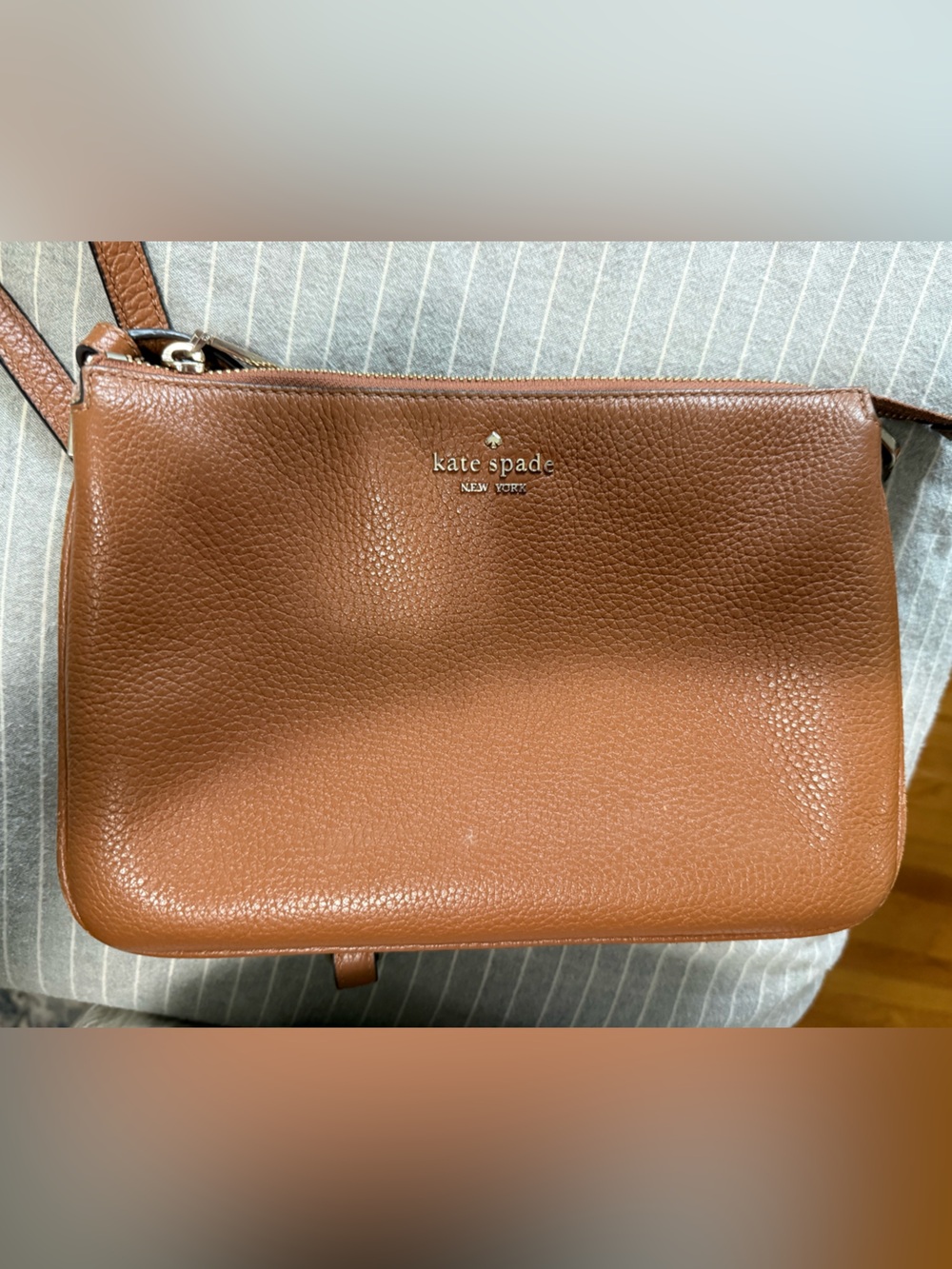 Kate Spade New York Pebbled Leather Crossbody Bag — Warm Cognac Brown
